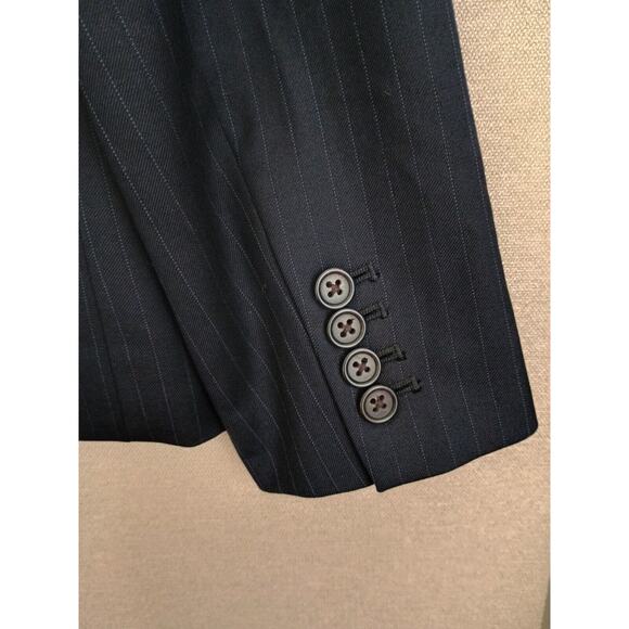 J. Crew Blazer Women 12P Navy Striped 1035 Super 120s Wool Career Jacket Pocket - Picture 12 of 14